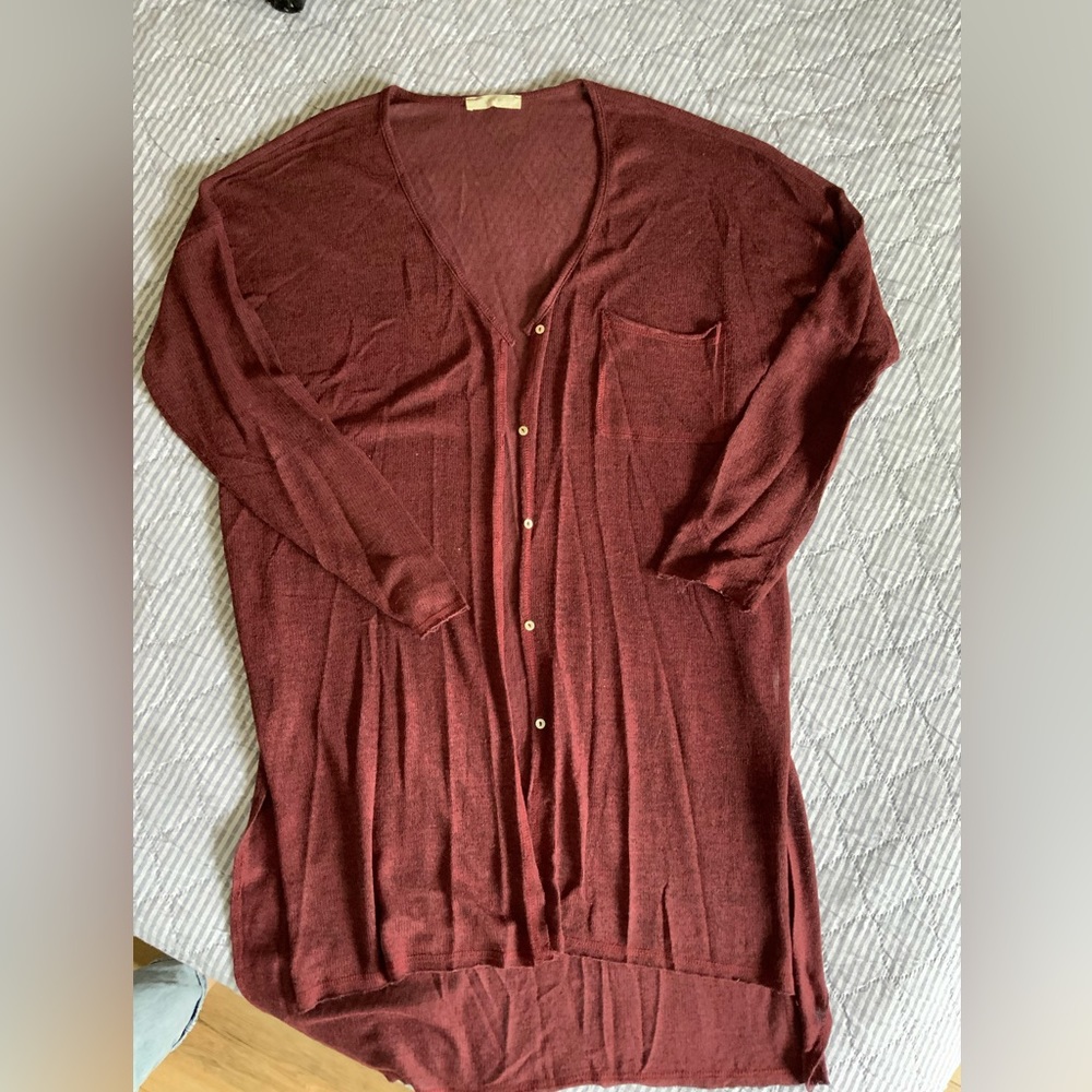 Lush Soft Red Long Cardigan
